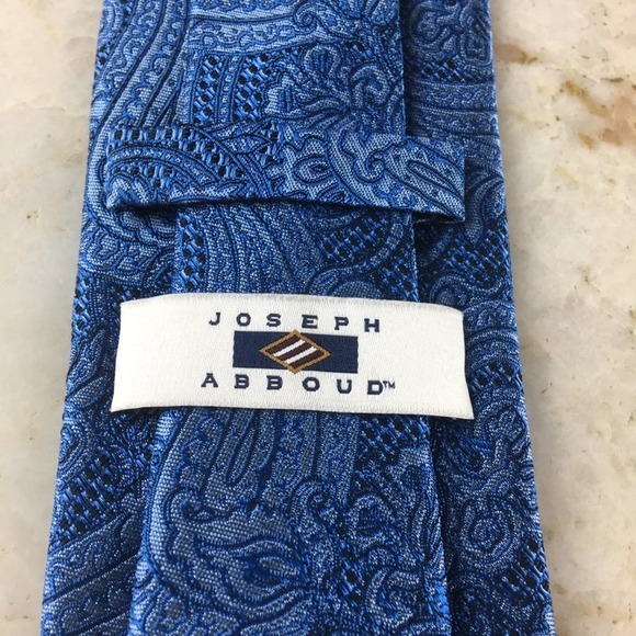 JOSEPH ABBOUD Blue Tone-on-tone Paisley Silk Tie - Picture 5 of 9
